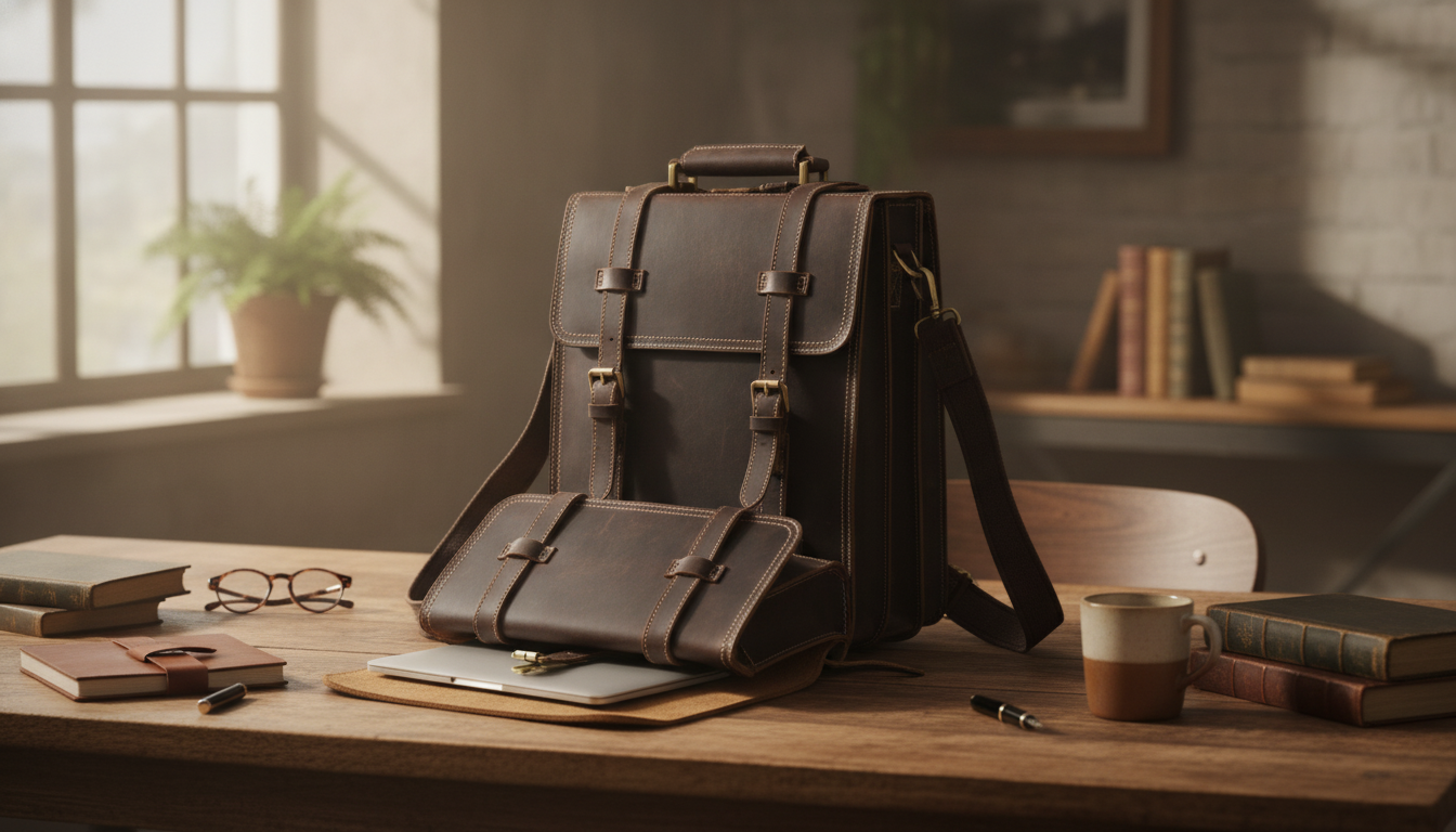 Convertible Cowhide Work Bag: 14in Laptop Backpack Tote