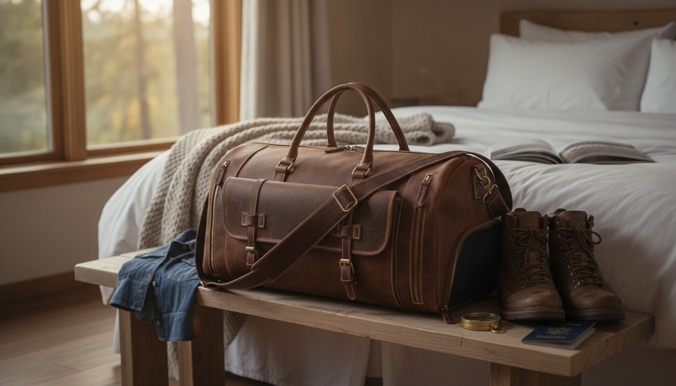 Leather Men’s Duffel Bag with Shoe Compartment Guide